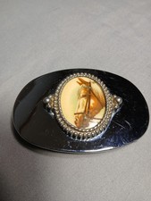 1 Chrome 3 1/2" Horse Head Picture Belt Buckle