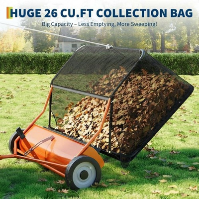#ad #ad GRAVEE 52quot; Tow Behind Lawn Sweeper 26 Cu Ft Hopper Bag Leaf Grass Catcher $204.99