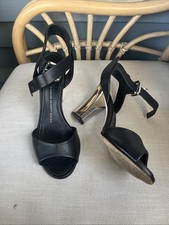 Giuseppe Zanotti Ankle Strap Black Leather 4" Heel Sandal EU 39.5