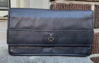 HARBOUR 2nd Marina Antiqued Black Distressed LEATHER WALLET Germany