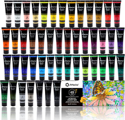 Acrylfarben Set 48 X 36 Ml, Acrylic Paint Set, Wasserfest Und Lichtecht