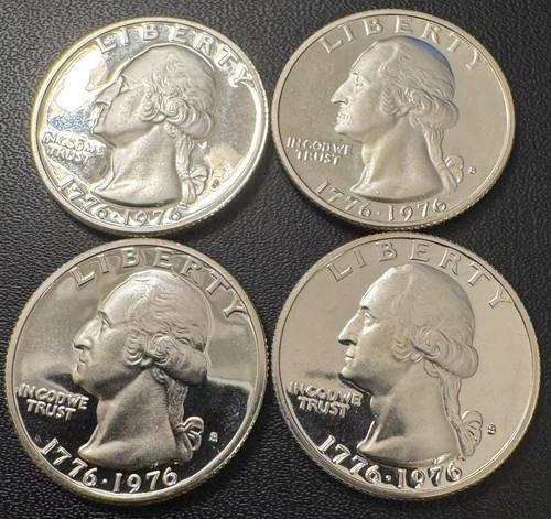 1976-S (4) Washington 40% Silver Quarters Proof Bicentennial 25c Coins
