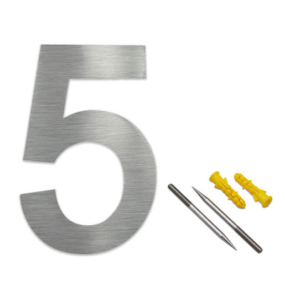 Hausnummer 5 Edelstahl V2A H30cm  Arial 2D  0 1 2 3 4 5 6 7 8 9 a b c d e