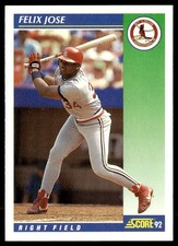1992 Score Felix Jose St. Louis Cardinals #40