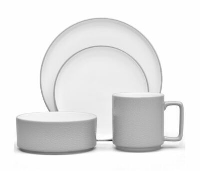 Noritake ColorTex Grey 16Pc Dinnerware Set, Service for 4