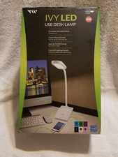 White LED Desk Lamp, Built-in USB Port, 3 Level Touch Dimmer, Adjustable Neck