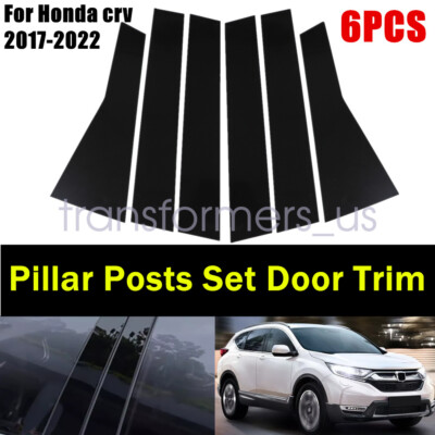 Black pillar posts set door trim piano cover kit for Honda cr-v crv 2017-2022