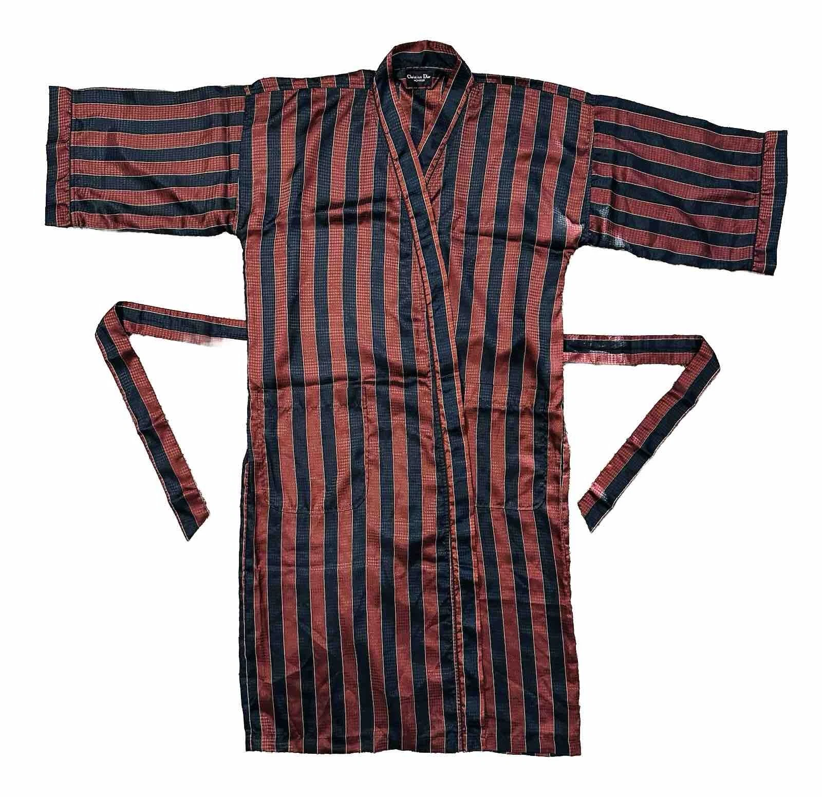 Robe de bain homme Christian Dior Monsieur rouge à rayures noires taille unique convient à tous