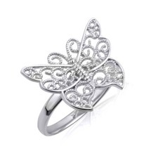 Sterling Silver Filigree Butterfly Ring