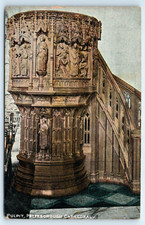 POSTCARD PETERBOROUGH CATHEDRAL PULPT  T & D No 164 SERIES TAYLOR & DOWNS