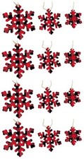 12 Buffalo Check Snowflake Ornaments Christmas tree Holiday