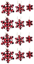 12 Buffalo Check Snowflake Ornaments Christmas tree Holiday
