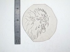 vtg 1960s 1970s Tattoo acetate stencil Lion Head 3/4 view LT1