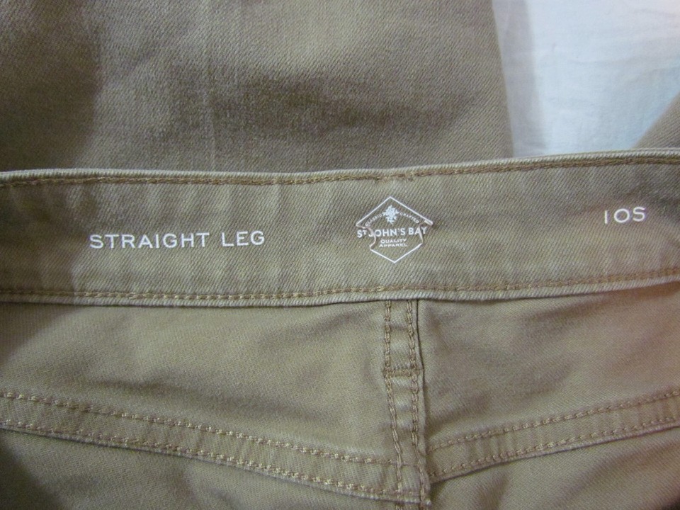 St. John's Bay Straight Leg Jeans/KHAKI Women's 10S Petite Short BEIGE