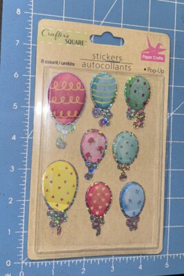 Crafter's Square Balloons 8 Ct  Pop Up 3D Stickers