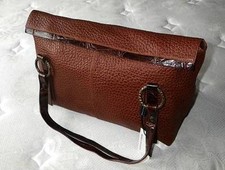 Nwt Marco Buggiani Lg Cognac Brown Leather Brief Shoulder Tote Bag Satchel Italy