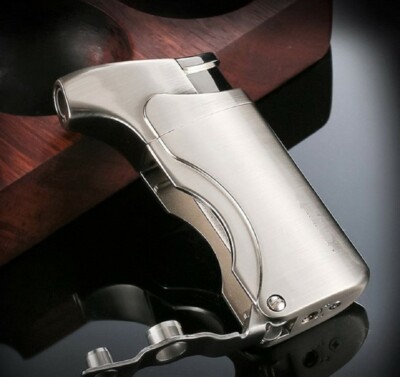 Cigarette/Cigar Single Torch Lighter With Cigar Punch Attachment - Silver