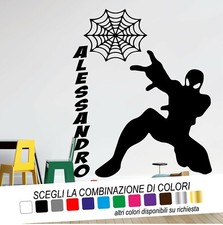 Adesivo Murale Cameretta SPIDERMAN con NOME PERSONALIZZATO Wall Tattoo
