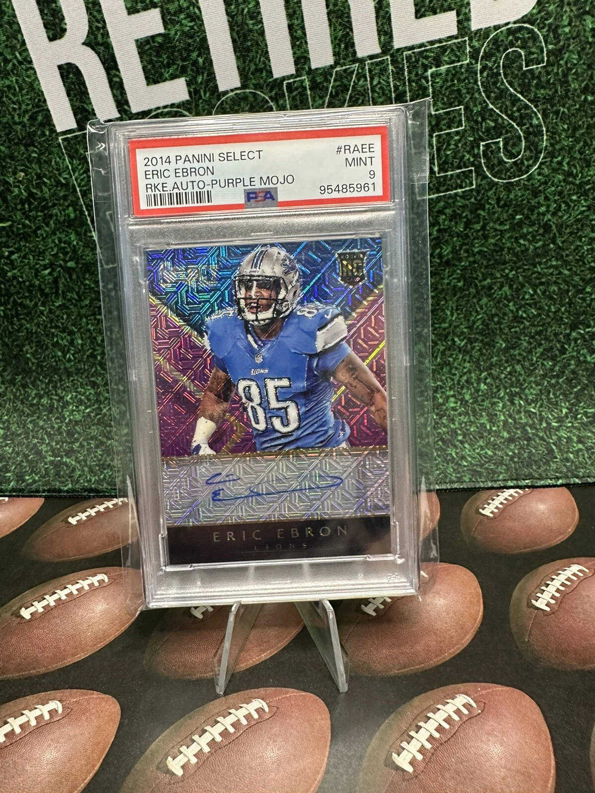 Eric Ebron Panini Select Rookie Autograph #RAEE Purple Mojo