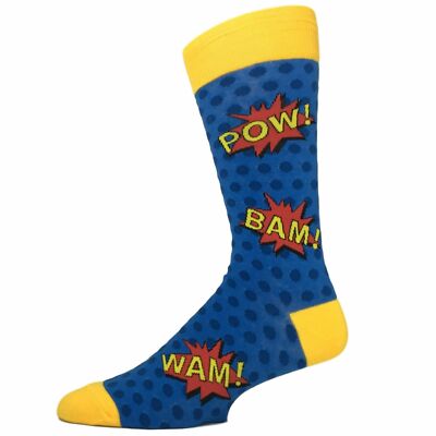 Bam Pow Wam Comic Book Sayings Socks Men's NWT Novelty Socks