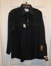 U.S. Military Black Long Sleeve Polyester Dress Shirt 16 1/2x33 w/Shoulder Strap