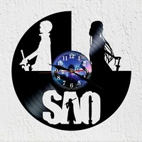 Vinywoody Vinyl Schallplatten Wanduhr Silhouette Sao Anime Deko Geschenk