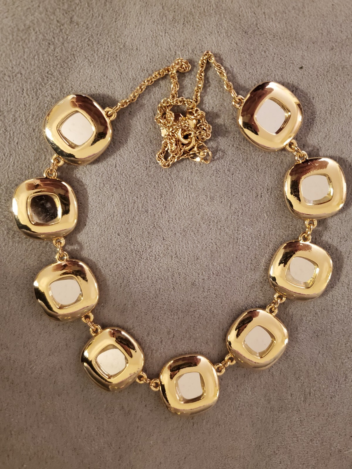 Large MONET Ruby Red Rhinestone Collar Necklace G… - image 4