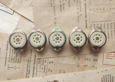 5 x Sockets PLK7 7 pin USSR ceramics silver plated NOS (USA Seller)