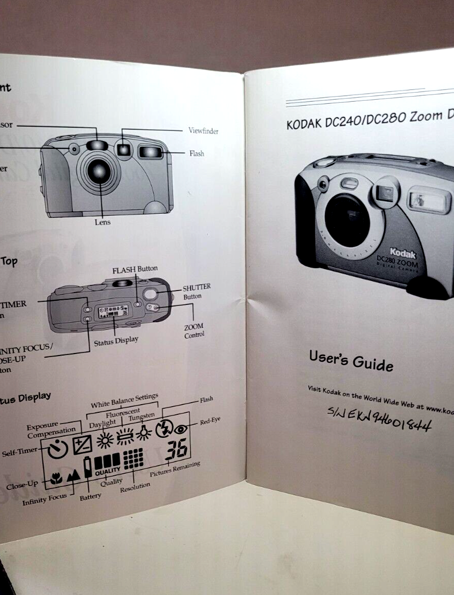 Kodak DC240/DC280 Zoom Digital Camera VINTAGE User's Guide Kodak DC240/DC280 Zoom Digital Camera VINTAGE User's Guide