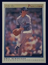Orel Hershiser 1991 Los Angeles Dodgers Baseball Card O Pee Chee Premier #64