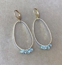 Genuine natural aquamarine Sundance charm drop earrings Artisan Jewelry