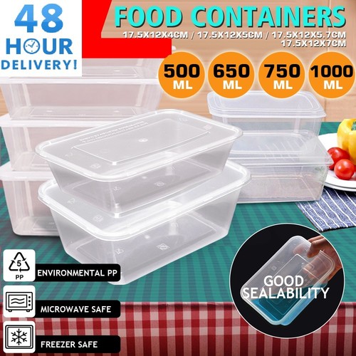 CONTENITORI IN PLASTICA TRASPARENTE qualità VASCHE CON COPERCHI PER  MICROONDE PER ALIMENTI DA ASPORTO | eBay