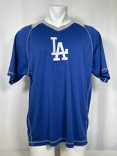 Los Angeles Dodgers MLB Dynasty Blue Raglan V-Neck Warm Up Jersey Men's XL