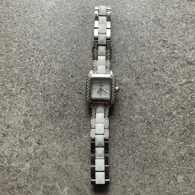 Fossil Ceramic Watch CE-1019 Crystals On Face & Band Silvertone MOP Face‎ Fossil Women main image 4