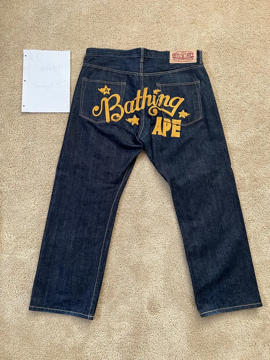 Bape Jeans Denim Embroidered A Bathing Ape OG Nigo Era 💎 | eBay