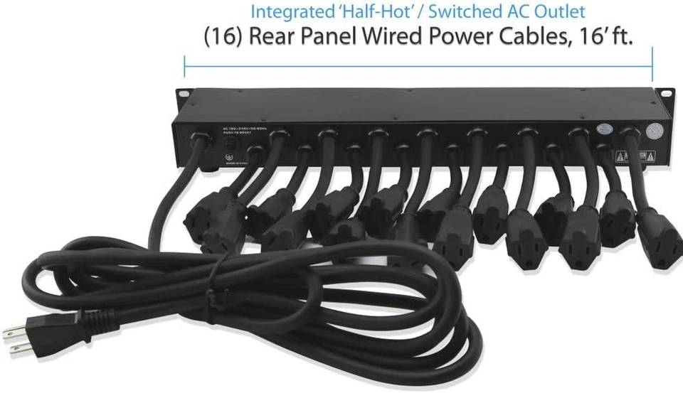 Tira acondicionadora central de fuente de distribución de energía PDU 19 salidas 1U 19" montaje en rack Foto 2 de 4