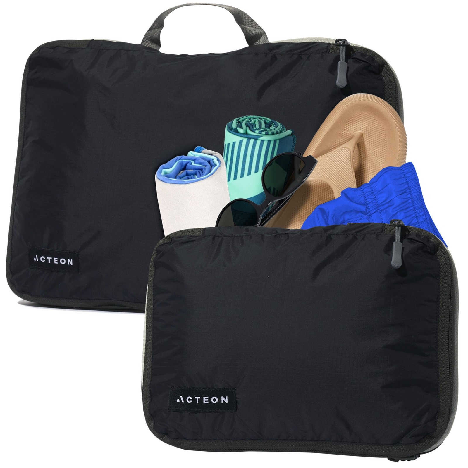 Compression Packing Cubes - 2 Pack Clean Dirty Separate Zipper - Luggage & Su...-image