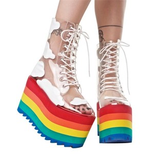 rainbow wedge heel shoes