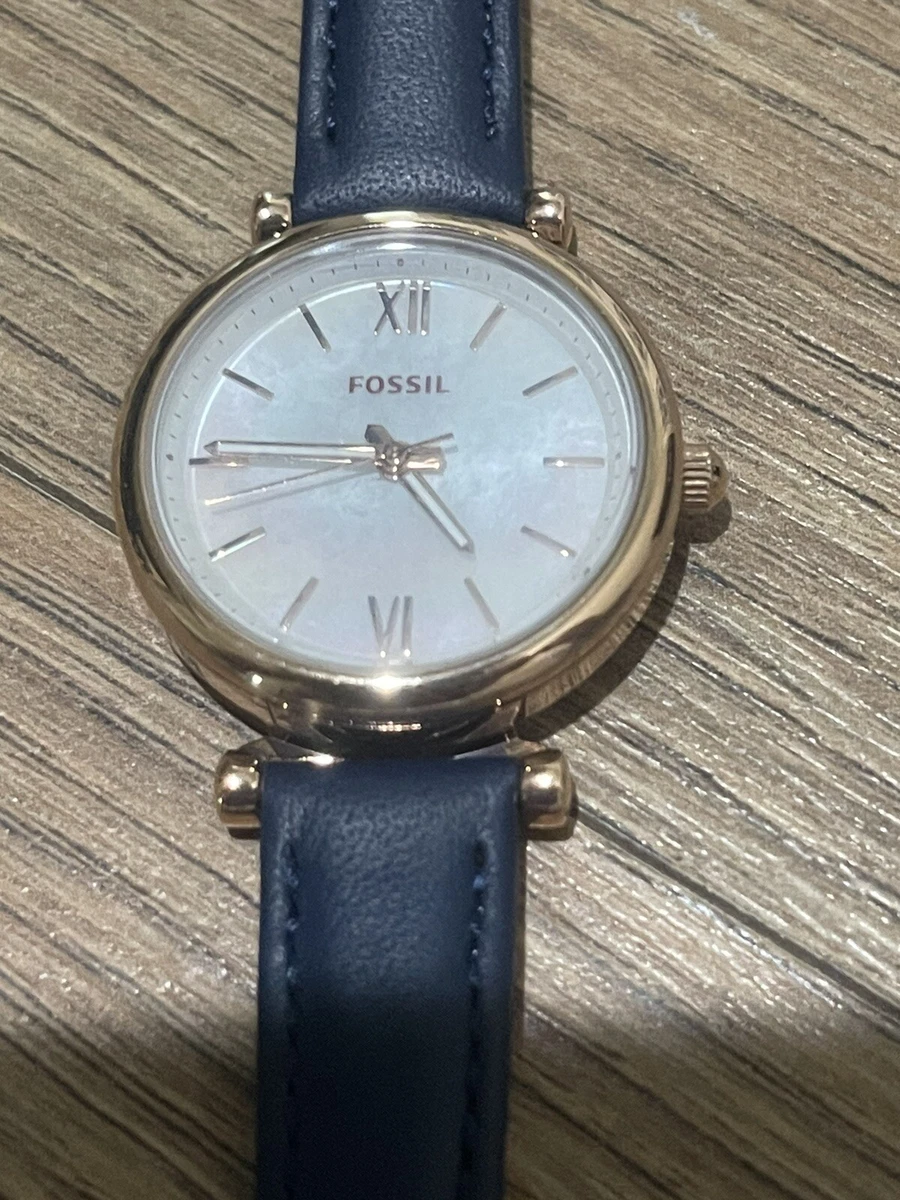 Fossil ES4502 Carlie Mini Three Hand Navy Blue Leather Ladies