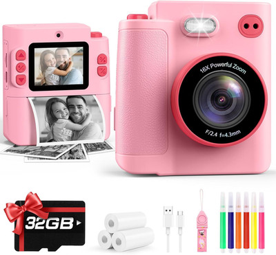 Gift for Girls Kids Camera: Instant Print Dual Lens Digital Camera Toys for Girl