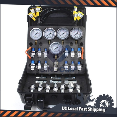 #ad Pressure 5 Test Hydraulic Kit w Gauge Hose Connectors 13 Gauge 5 Coupling 14 $149.99