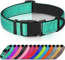 Reflective Dog Collar Soft Neoprene Padded Metal D-Ring Nylon Pet Collar