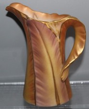 ANTIQUE ROYAL WORCESTER BLUSH WARE & GILDED FERN LEAF CREAM JUG DATED 1901