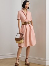 $195Lauren Ralph Lauren Women's Paisley Tie-Front Linen Shirtdress 6
