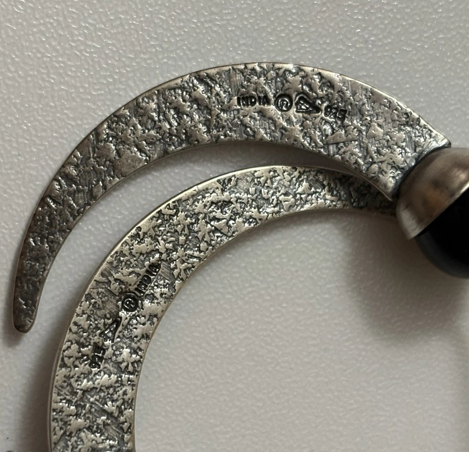 Silpada 925 Sterling Silver Chalcedony Comet Tail Hoop 2.25” Earrings  W1874 - Image 3 of 4