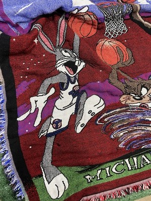 Vintage Space Jam Michael Jordan Taz Bugs Bunny Tapestry Throw