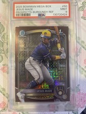 Jesus Made 2025 1st Bowman Chrome Prospects Burgundy Mojo Refractor /275 Brewers