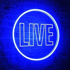 Live Neon Lights Sign, USB Powered Live On Air Led Light, Dimmable Wall Blue