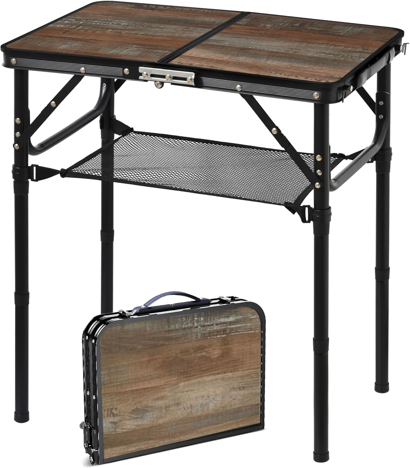 Folding Picnic Table 2Ft Portable Camping Table Adjustable Heights Metal Aluminu