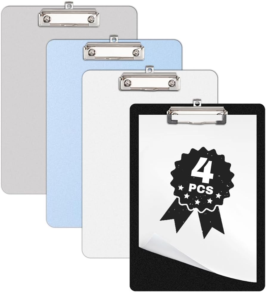 4-PCS-Clipboard-A4-Plastic-Writing-Pad, Hasgard Upgraded Colourful Clip Board,